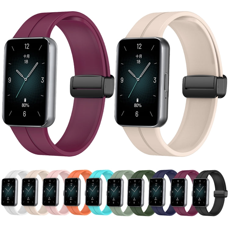 For Honor Band 9 Magnetic Folding Black Buckle Silicone Watch Band(Grey Green) - Watch Bands by PMC TechLife | Online Shopping South Africa | PMC TechLife