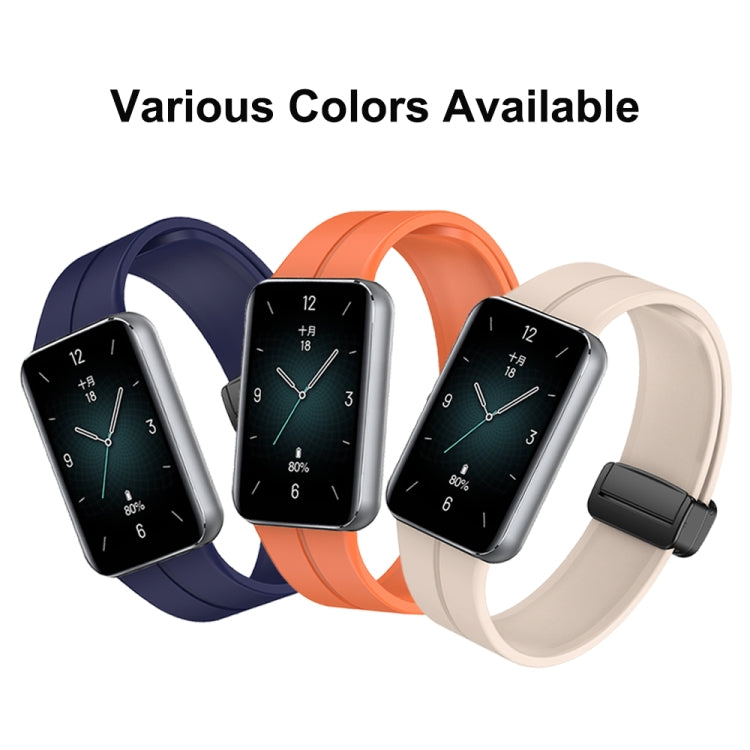 For Honor Band 9 Magnetic Folding Black Buckle Silicone Watch Band(Grey Green) - Watch Bands by PMC TechLife | Online Shopping South Africa | PMC TechLife