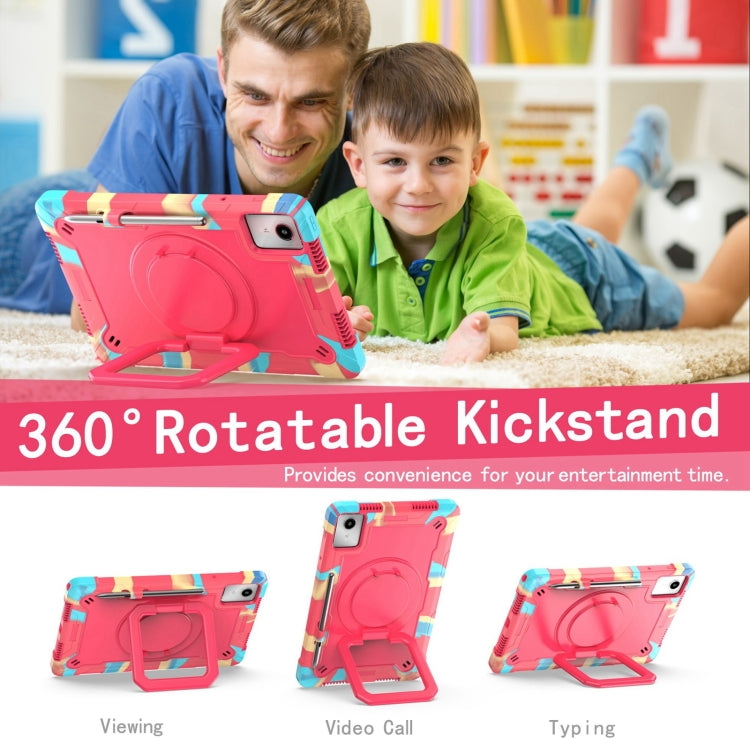 For Lenovo Tab M11/ Xiaoxin Pad 11 2024 Handle Robot Silicone Hybrid PC Tablet Case(Camouflage Rose Red) - Lenovo by PMC Jewellery | Online Shopping South Africa | PMC Jewellery | Buy Now Pay Later Mobicred