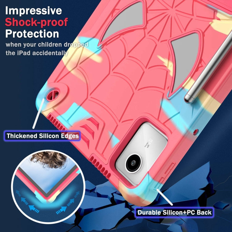 For Lenovo Tab M11/ Xiaoxin Pad 11 2024 Fold-Holder Spider Silicone Hybrid PC Tablet Case(Camouflage Rose Red) - Lenovo by PMC Jewellery | Online Shopping South Africa | PMC Jewellery | Buy Now Pay Later Mobicred