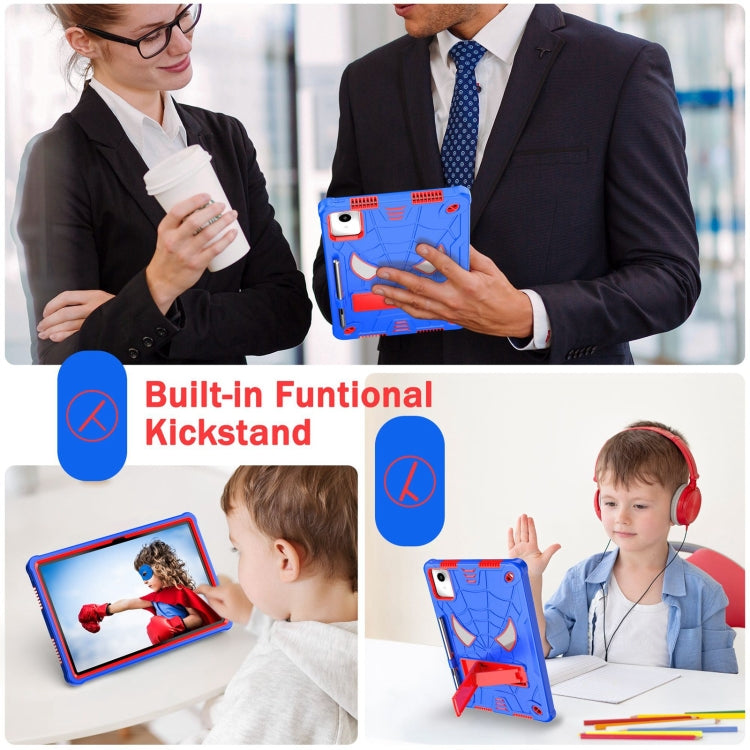 For Lenovo Tab M11/ Xiaoxin Pad 11 2024 Fold-Holder Spider Silicone Hybrid PC Tablet Case(Blue Red) - Lenovo by PMC Jewellery | Online Shopping South Africa | PMC Jewellery | Buy Now Pay Later Mobicred