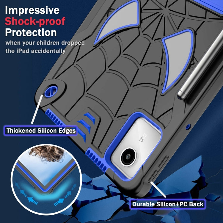 For Lenovo Tab M11/ Xiaoxin Pad 11 2024 Fold-Holder Spider Silicone Hybrid PC Tablet Case(Back Blue) - Lenovo by PMC Jewellery | Online Shopping South Africa | PMC Jewellery | Buy Now Pay Later Mobicred
