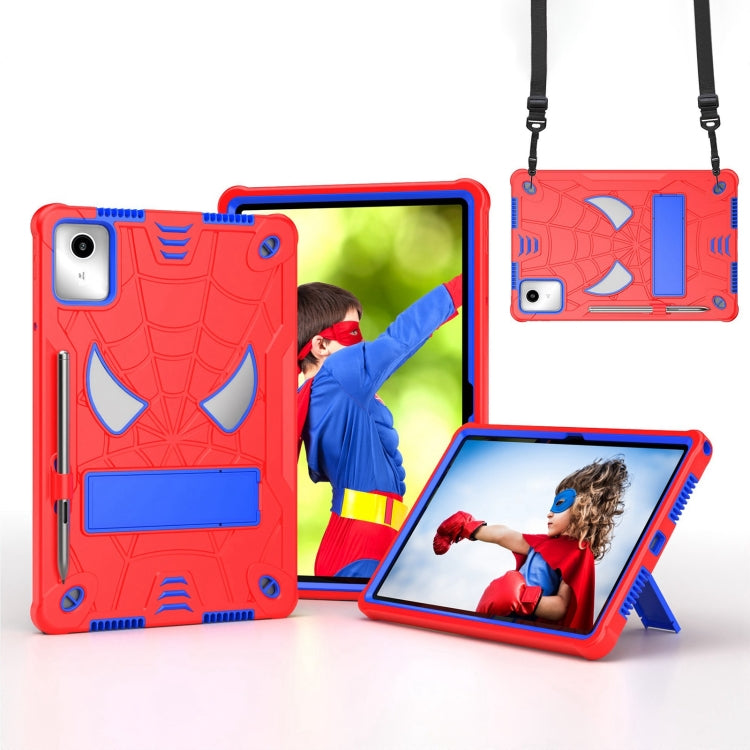 For Lenovo Tab M11/ Xiaoxin Pad 11 2024 Fold-Holder Spider Silicone Hybrid PC Tablet Case(Red Blue) - Lenovo by PMC Jewellery | Online Shopping South Africa | PMC Jewellery | Buy Now Pay Later Mobicred