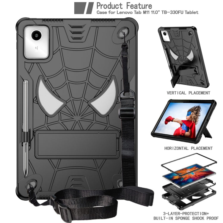 For Lenovo Tab M11/ Xiaoxin Pad 11 2024 Fold-Holder Spider Silicone Hybrid PC Tablet Case(Black) - Lenovo by PMC Jewellery | Online Shopping South Africa | PMC Jewellery | Buy Now Pay Later Mobicred