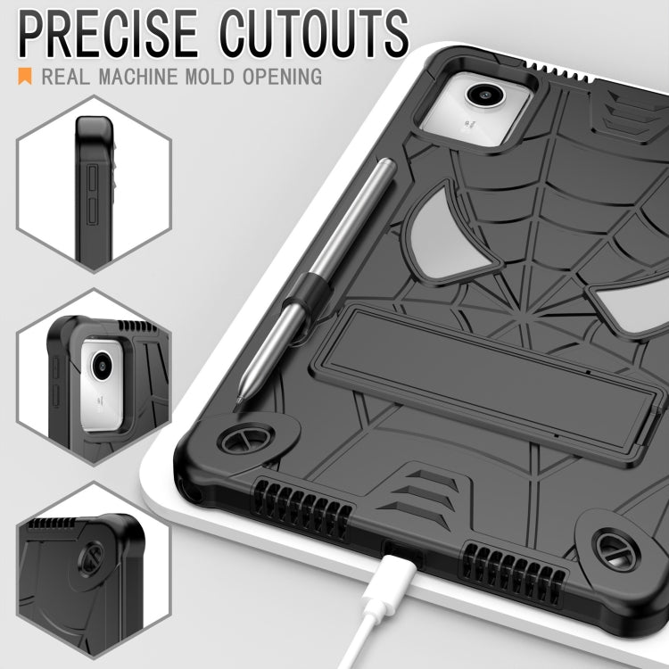 For Lenovo Tab M11/ Xiaoxin Pad 11 2024 Fold-Holder Spider Silicone Hybrid PC Tablet Case(Black) - Lenovo by PMC Jewellery | Online Shopping South Africa | PMC Jewellery | Buy Now Pay Later Mobicred