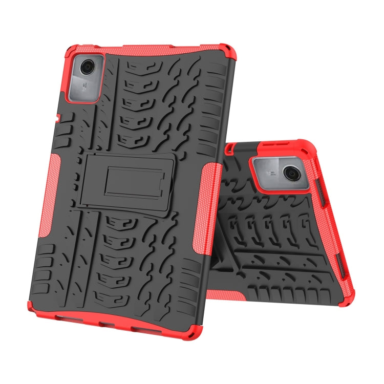 For Lenovo Tab M11/ Xiaoxin Pad 11 2024 Tire Texture TPU Hybrid PC Tablet Case with Holder(Red) - Lenovo by PMC Jewellery | Online Shopping South Africa | PMC Jewellery | Buy Now Pay Later Mobicred