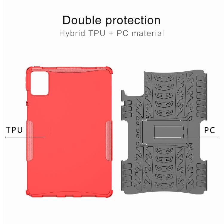 For Lenovo Tab M11/ Xiaoxin Pad 11 2024 Tire Texture TPU Hybrid PC Tablet Case with Holder(Red) - Lenovo by PMC Jewellery | Online Shopping South Africa | PMC Jewellery | Buy Now Pay Later Mobicred