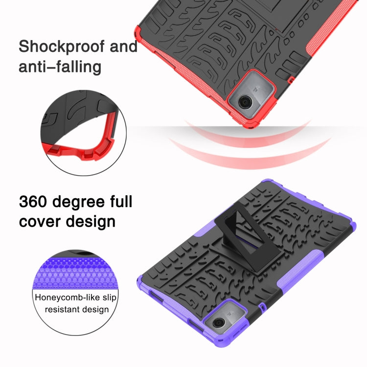 For Lenovo Tab M11/ Xiaoxin Pad 11 2024 Tire Texture TPU Hybrid PC Tablet Case with Holder(Purple) - Lenovo by PMC Jewellery | Online Shopping South Africa | PMC Jewellery | Buy Now Pay Later Mobicred