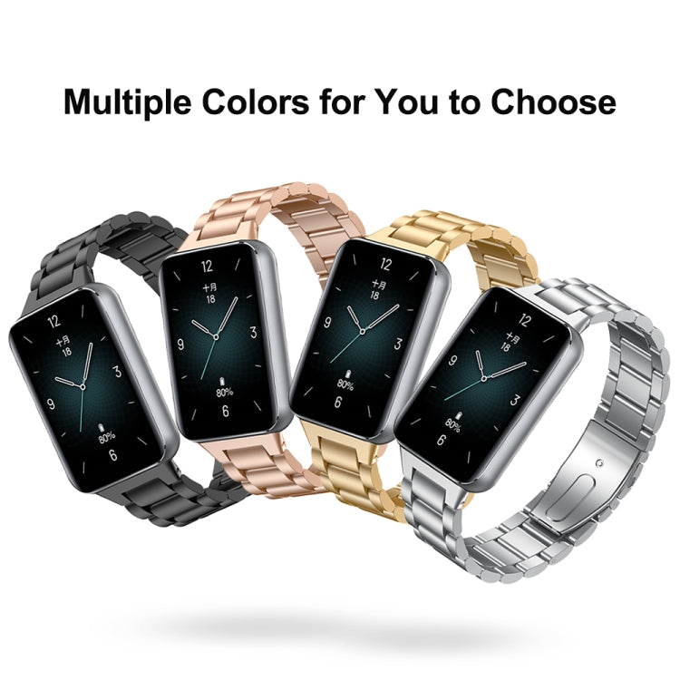 For Honor Band 9 Three Strains Metal Watch Band(Rose Gold) - Watch Bands by PMC TechLife | Online Shopping South Africa | PMC TechLife