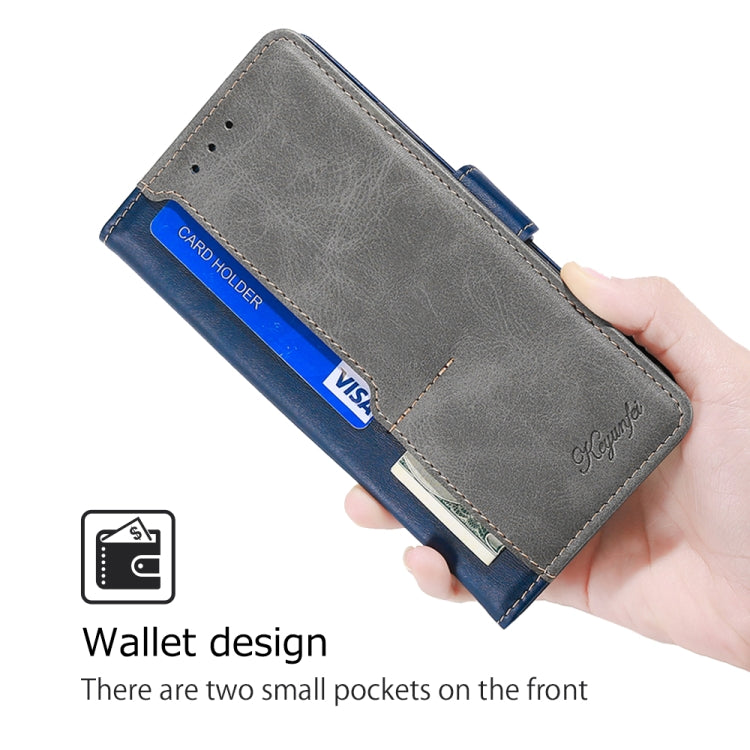 For Motorola Moto G Play 4G 2024 Contrast Color Side Buckle Leather Phone Case(Blue + Grey) - Motorola Cases by PMC Jewellery | Online Shopping South Africa | PMC Jewellery | Buy Now Pay Later Mobicred