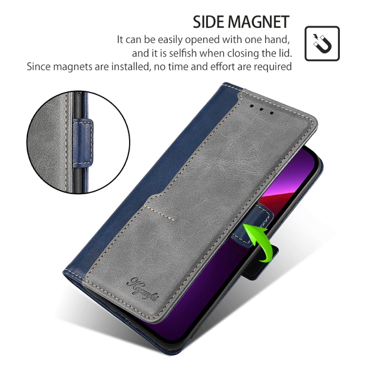 For Motorola Moto G Play 4G 2024 Contrast Color Side Buckle Leather Phone Case(Blue + Grey) - Motorola Cases by PMC Jewellery | Online Shopping South Africa | PMC Jewellery | Buy Now Pay Later Mobicred