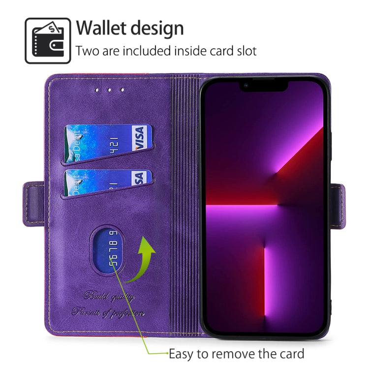 For Motorola Moto G Play 4G 2024 Contrast Color Side Buckle Leather Phone Case(Purple + Rose Red) - Motorola Cases by PMC Jewellery | Online Shopping South Africa | PMC Jewellery | Buy Now Pay Later Mobicred