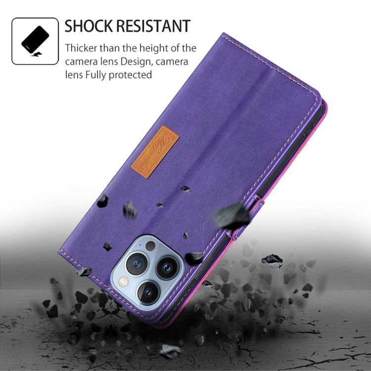 For Motorola Moto G Play 4G 2024 Contrast Color Side Buckle Leather Phone Case(Purple + Rose Red) - Motorola Cases by PMC Jewellery | Online Shopping South Africa | PMC Jewellery | Buy Now Pay Later Mobicred