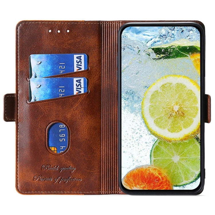 For Motorola Edge 5G 2024 Contrast Color Side Buckle Leather Phone Case(Dark Brown + Gold) - free shipping - PMC Jewellery - Order now!