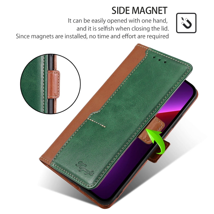 For Motorola Edge 5G 2024 Contrast Color Side Buckle Leather Phone Case(Light Brown + Green) - Motorola Cases by PMC Jewellery | Online Shopping South Africa | PMC Jewellery | Buy Now Pay Later Mobicred