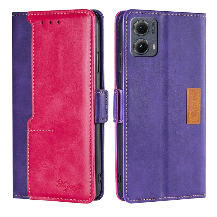 For Motorola Edge 5G 2024 Contrast Color Side Buckle Leather Phone Case(Purple + Rose Red) - Motorola Cases by PMC Jewellery | Online Shopping South Africa | PMC Jewellery | Buy Now Pay Later Mobicred