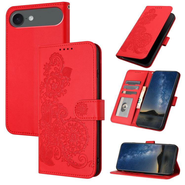 For iPhone 17 Air Datura Flower Embossed Flip Leather Phone Case(Red) - free shipping - PMc TechLife - Order now!