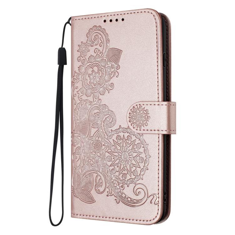 For iPhone 17 Air Datura Flower Embossed Flip Leather Phone Case(Rose Gold) - free shipping - PMc TechLife - Order now!