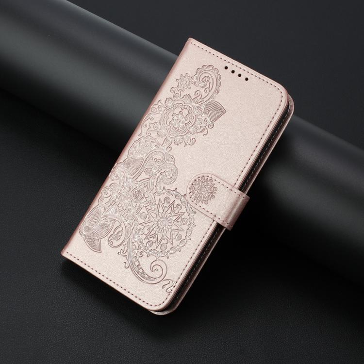 For iPhone 17 Datura Flower Embossed Flip Leather Phone Case(Rose Gold) - free shipping - PMc TechLife - Order now!