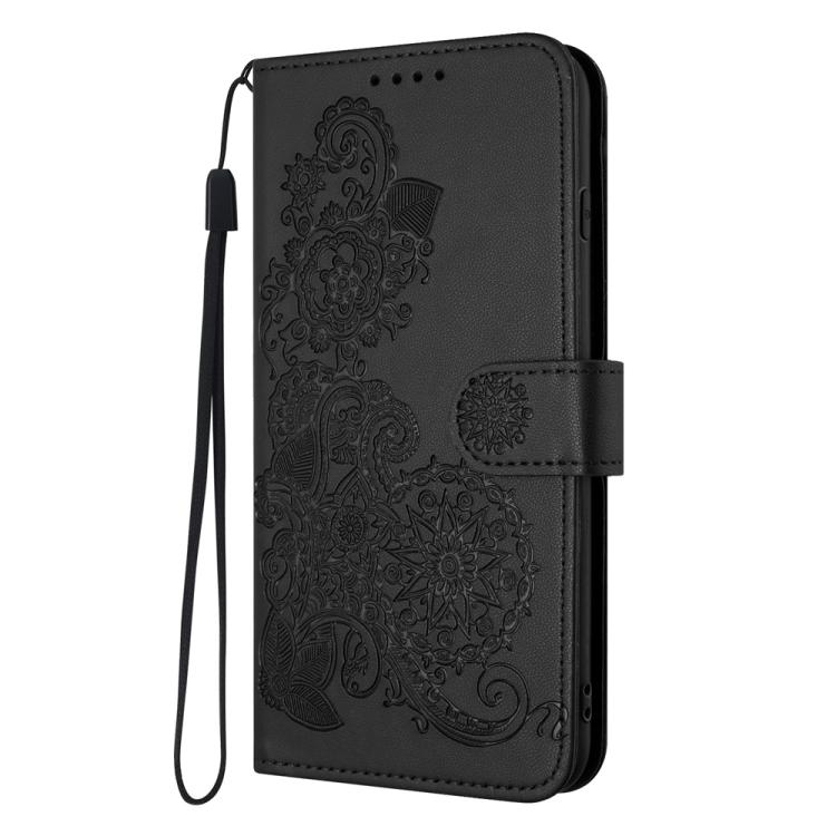 For iPhone 17 Datura Flower Embossed Flip Leather Phone Case(Black) - free shipping - PMc TechLife - Order now!