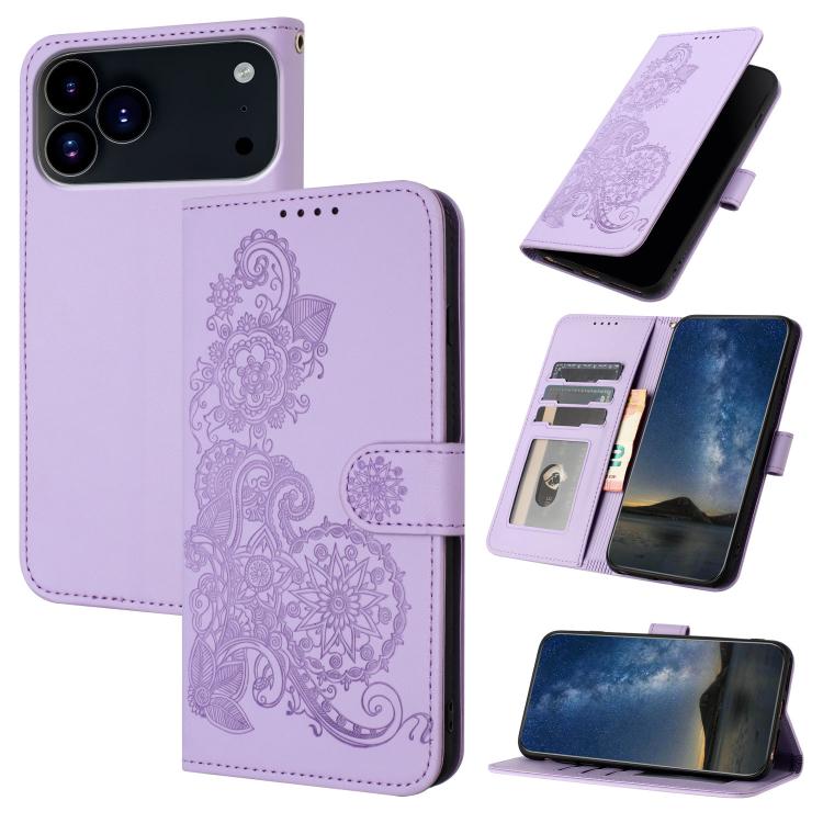 For iPhone 17 Pro Max Datura Flower Embossed Flip Leather Phone Case(Purple) - free shipping - PMc TechLife - Order now!