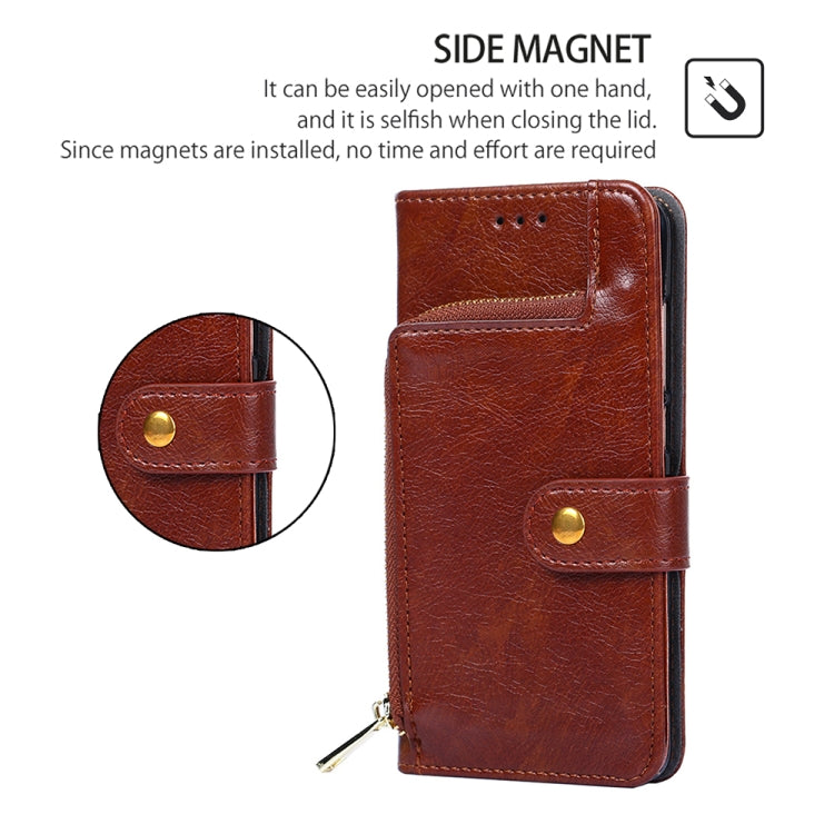 For Motorola Moto G Play 4G 2024 Zipper Bag Leather Phone Case(Brown) - Motorola Cases by PMC Jewellery | Online Shopping South Africa | PMC Jewellery | Buy Now Pay Later Mobicred