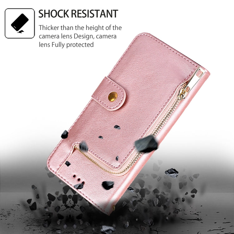 For Motorola Moto G Play 4G 2024 Zipper Bag Leather Phone Case(Rose Gold) - Motorola Cases by PMC Jewellery | Online Shopping South Africa | PMC Jewellery | Buy Now Pay Later Mobicred
