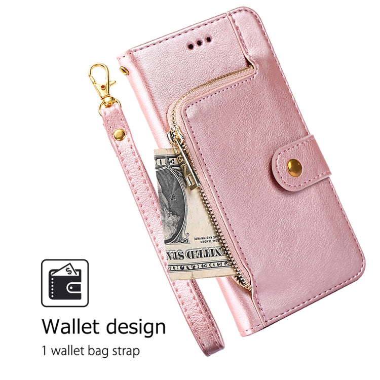 For Motorola Moto G Play 4G 2024 Zipper Bag Leather Phone Case(Rose Gold) - Motorola Cases by PMC Jewellery | Online Shopping South Africa | PMC Jewellery | Buy Now Pay Later Mobicred