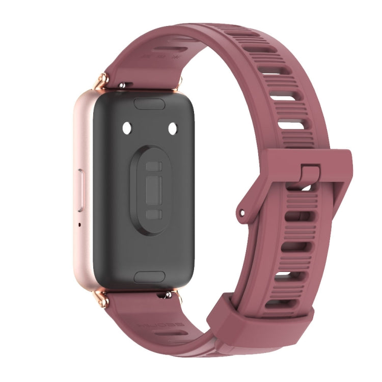 For Samsung Galaxy Fit 3 Mijobs Flat Hole Silicone Watch Band(Wine Red+Rose Gold) - free shipping - PMc TechLife - Order now!