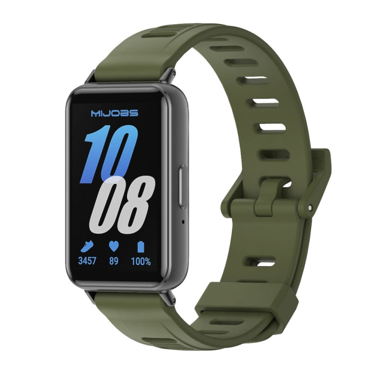 For Samsung Galaxy Fit 3 Mijobs Flat Hole Silicone Watch Band(Army Green+Black) - free shipping - PMc TechLife - Order now!
