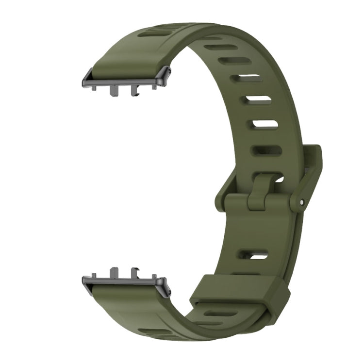 For Samsung Galaxy Fit 3 Mijobs Flat Hole Silicone Watch Band(Army Green+Black) - free shipping - PMc TechLife - Order now!
