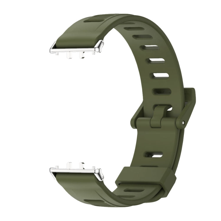 For Samsung Galaxy Fit 3 Mijobs Flat Hole Silicone Watch Band(Army Green+Silver) - free shipping - PMc TechLife - Order now!