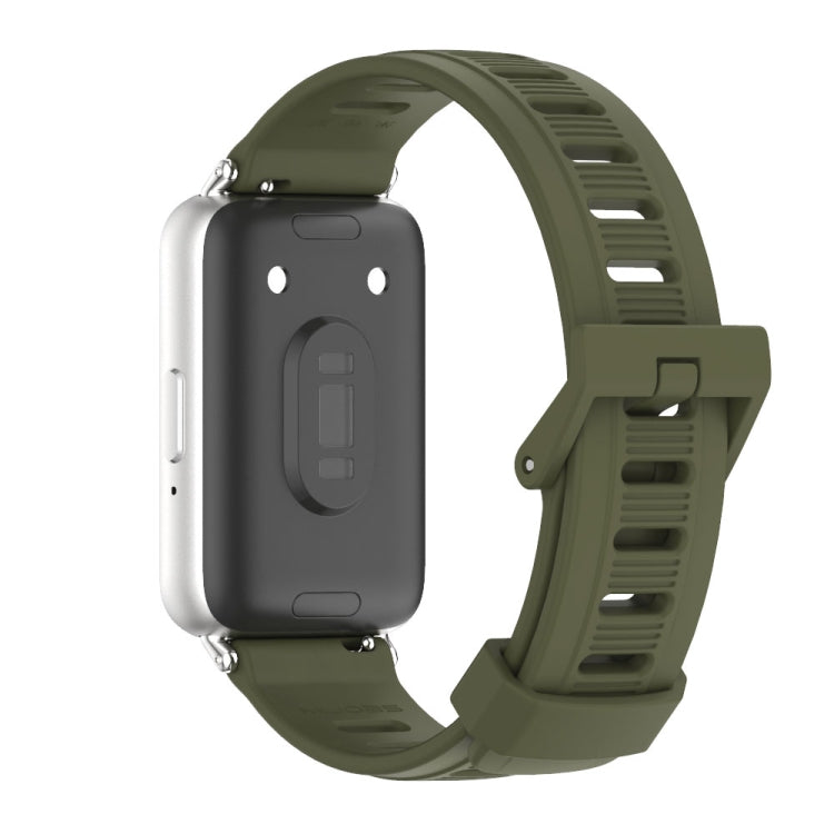For Samsung Galaxy Fit 3 Mijobs Flat Hole Silicone Watch Band(Army Green+Silver) - free shipping - PMc TechLife - Order now!