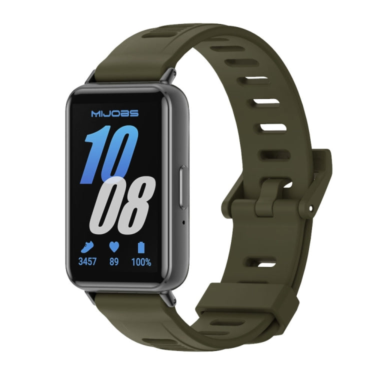 For Samsung Galaxy Fit 3 Mijobs Flat Hole Silicone Watch Band(Khaki Green+Black) - free shipping - PMc TechLife - Order now!