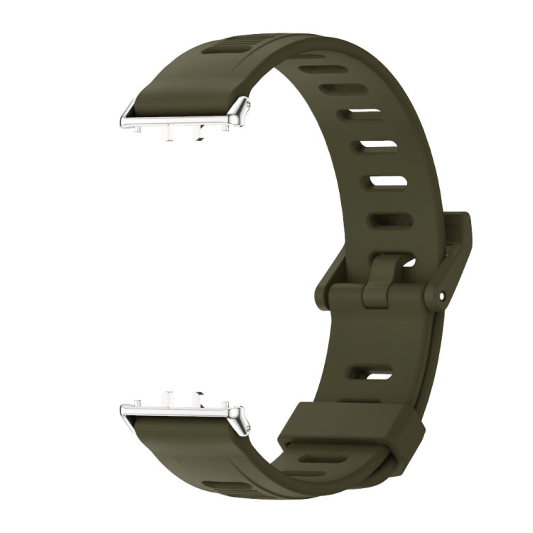 For Samsung Galaxy Fit 3 Mijobs Flat Hole Silicone Watch Band(Khaki Green+Silver) - free shipping - PMc TechLife - Order now!