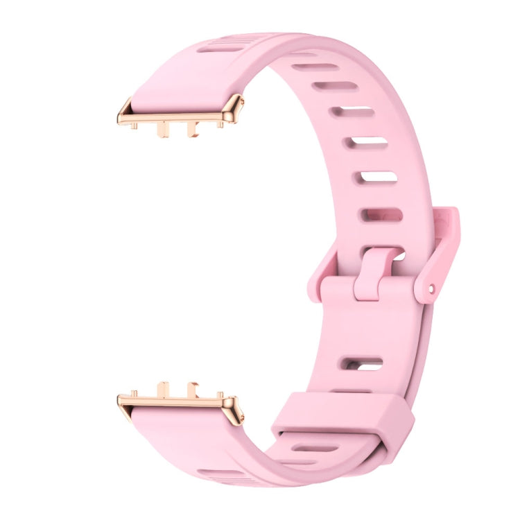 For Samsung Galaxy Fit 3 Mijobs Flat Hole Silicone Watch Band(Lotus Root Powder+Rose Gold) - free shipping - PMc TechLife - Order now!