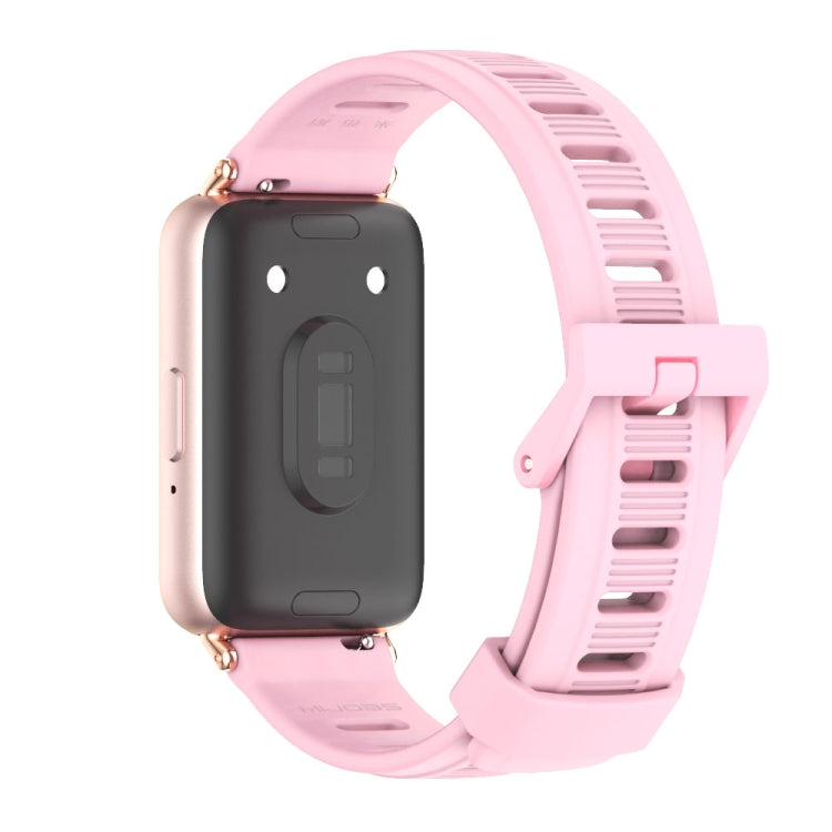 For Samsung Galaxy Fit 3 Mijobs Flat Hole Silicone Watch Band(Lotus Root Powder+Rose Gold) - free shipping - PMc TechLife - Order now!