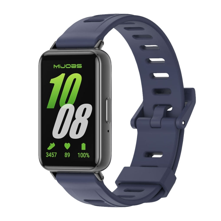 For Samsung Galaxy Fit 3 Mijobs Flat Hole Silicone Watch Band(Midnight Blue+Black) - free shipping - PMc TechLife - Order now!