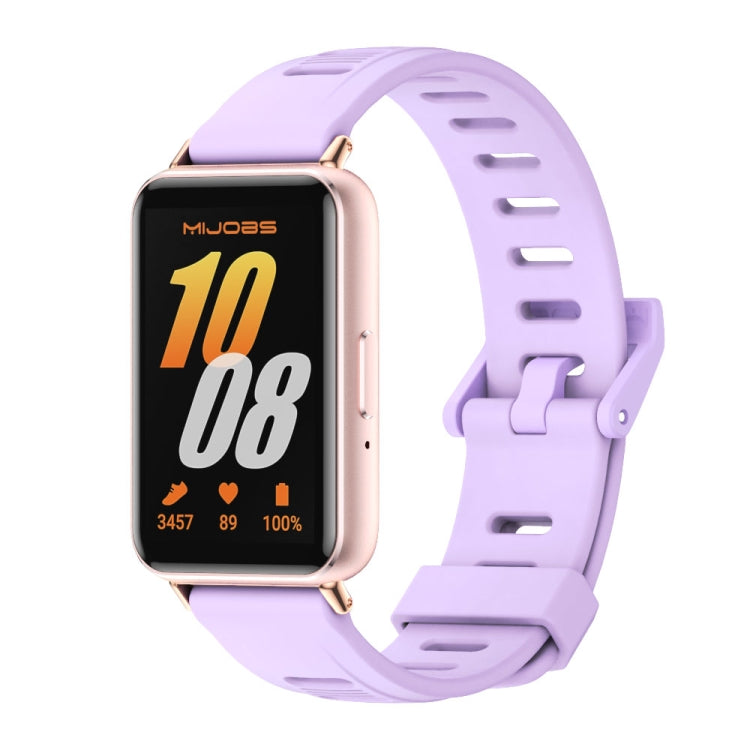 For Samsung Galaxy Fit 3 Mijobs Flat Hole Silicone Watch Band(Purple+Rose Gold) - free shipping - PMc TechLife - Order now!