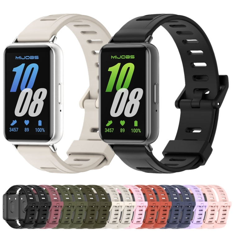 For Samsung Galaxy Fit 3 Mijobs Flat Hole Silicone Watch Band(Khaki Green+Black) - free shipping - PMc TechLife - Order now!