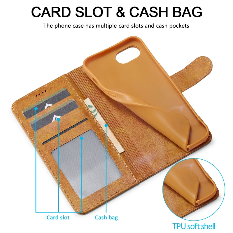 LC.IMEEKE Calf Texture Horizontal Flip Leather Case For iPhone 16e(Yellow) - iPhone 16e Cases by LC.IMEEKE | Online Shopping South Africa | PMC TechLife | Buy Now Pay Later Mobicred