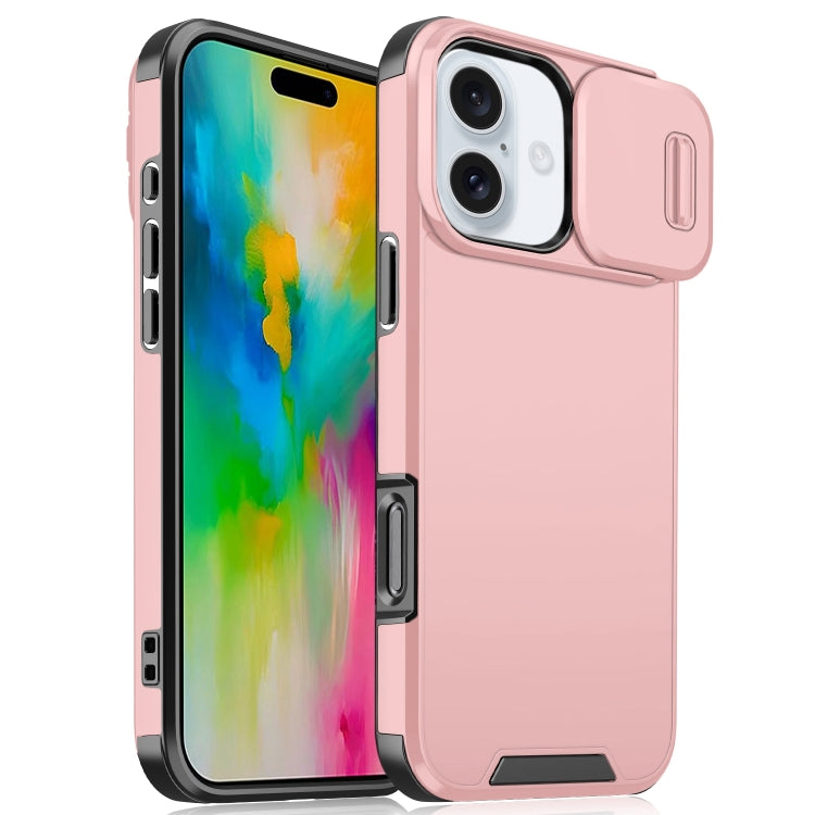For iPhone 16 Plus Sliding Camshield TPU + PC Phone Case(Pink) - iPhone 16 Plus Cases by PMC TechLife | Online Shopping South Africa | PMC TechLife | Buy Now Pay Later Mobicred