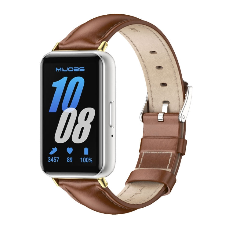For Samsung Galaxy Fit 3 Mijobs Dual-sided Genuine Leather Watch Band(Brown Gold) - free shipping - PMc TechLife - Order now!