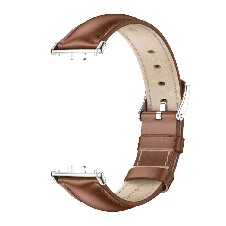 For Samsung Galaxy Fit 3 Mijobs Dual-sided Genuine Leather Watch Band(Brown Silver) - free shipping - PMc TechLife - Order now!