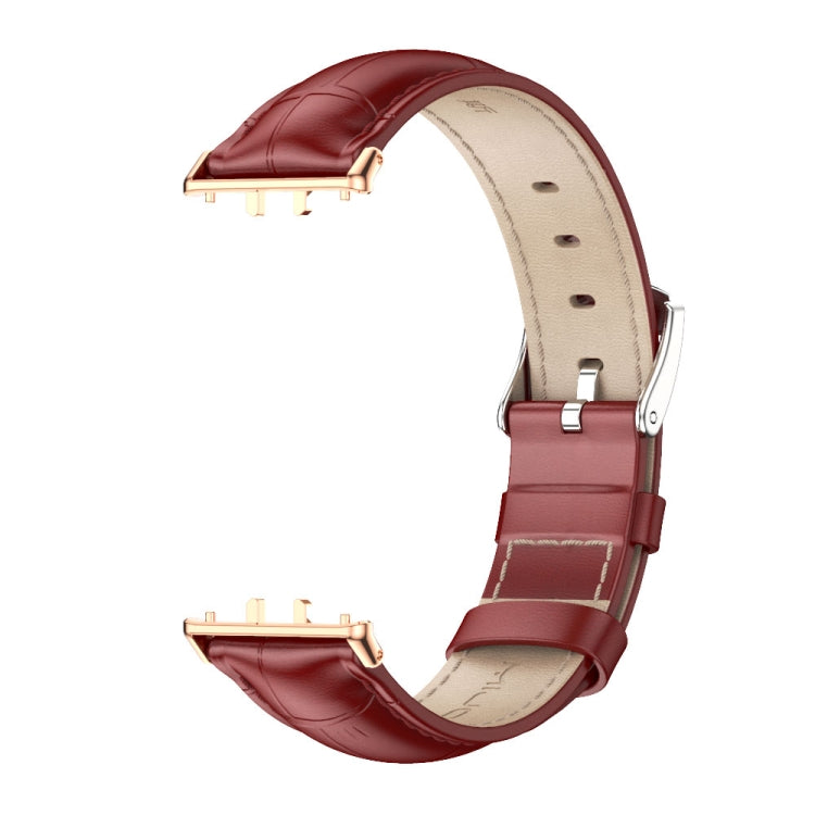 For Samsung Galaxy Fit 3 Mijobs Dual-sided Genuine Leather Watch Band(Bamboo Red Rose Gold) - free shipping - PMc TechLife - Order now!