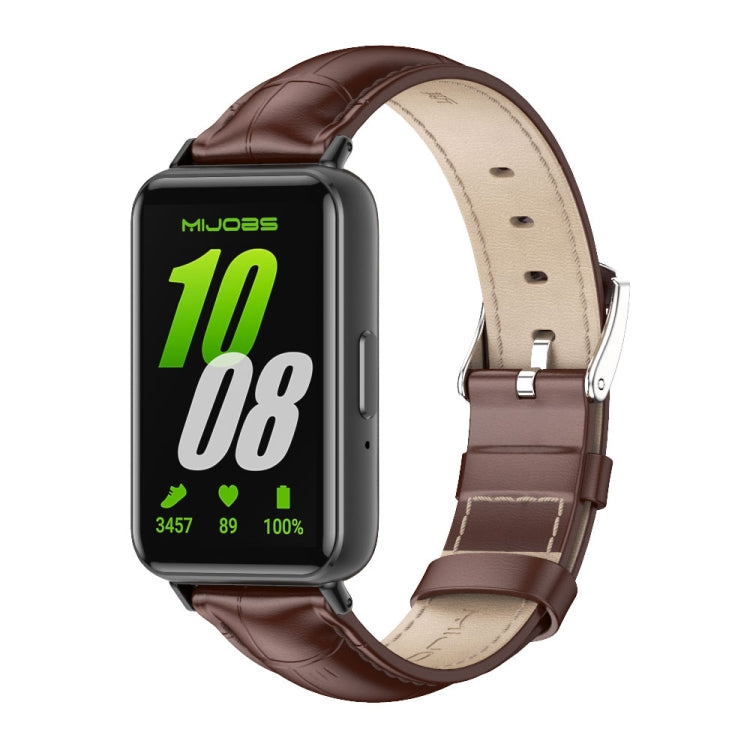 For Samsung Galaxy Fit 3 Mijobs Dual-sided Genuine Leather Watch Band(Bamboo Coffee Black) - free shipping - PMc TechLife - Order now!