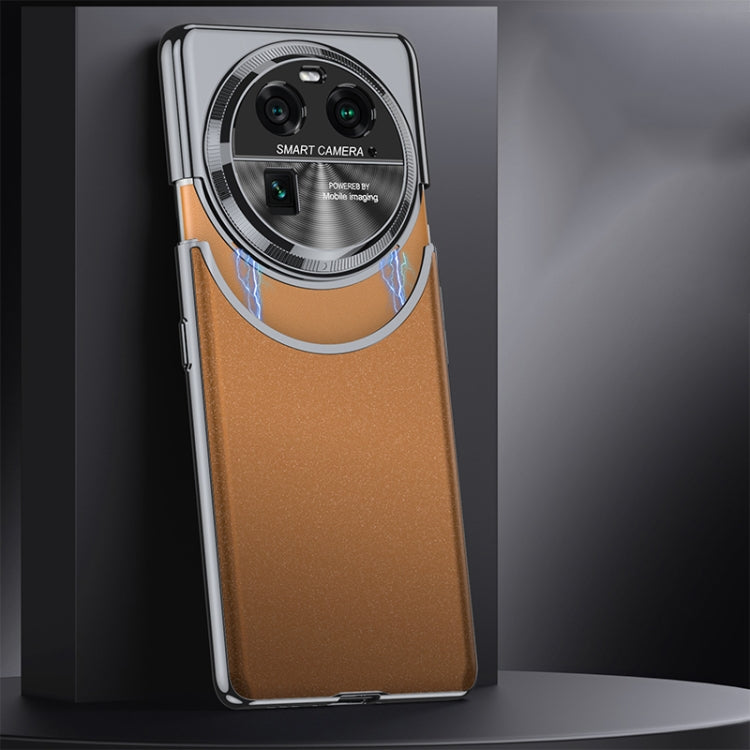 For OPPO Find X6 GKK Mortise-Tenon Connection Contrast Color Frosted AG Shockproof Phone Case(Brown) - free shipping - PMC Jewellery - Order now!