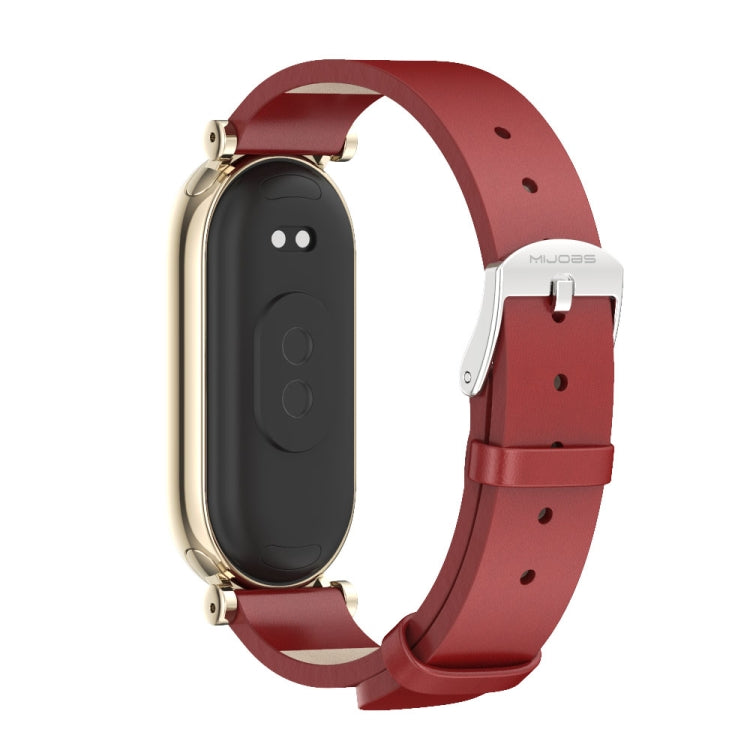 For Xiaomi Smart Band 10 / 9 / 8 Mijobs GT4 First Layer Cowhide Watch Band(Red Light Gold) - free shipping - PMc TechLife - Order now!