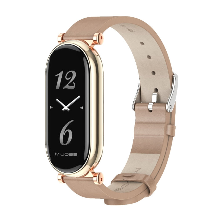For Xiaomi Smart Band 10 / 9 / 8 Mijobs GT4 First Layer Cowhide Watch Band(Apricot Rose Gold) - free shipping - PMc TechLife - Order now!