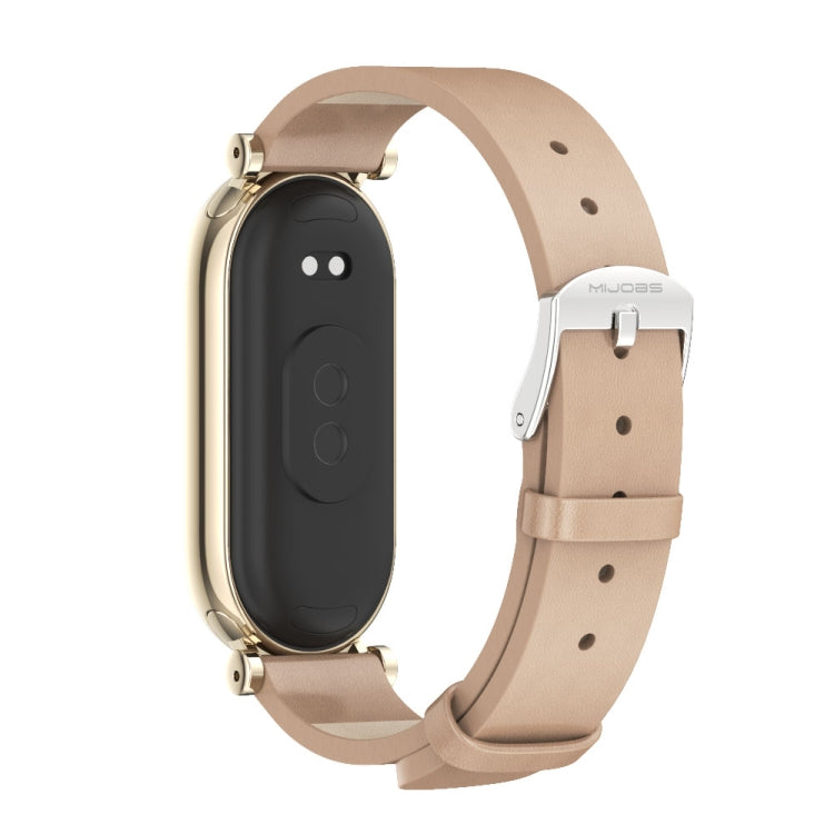 For Xiaomi Smart Band 10 / 9 / 8 Mijobs GT4 First Layer Cowhide Watch Band(Apricot Light Gold) - free shipping - PMc TechLife - Order now!